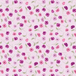 Poppies Lewis & Irene Fabric | Multi Poppies Light Purple