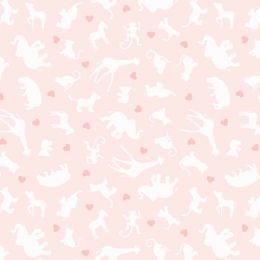 Special Delivery Lewis & Irene Fabric | Animals & Hearts Pink