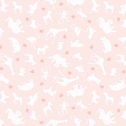 Special Delivery Lewis & Irene Fabric | Animals & Hearts Pink