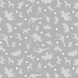 Special Delivery Lewis & Irene Fabric | Animals & Hearts Grey