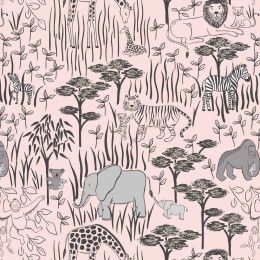 Special Delivery Lewis & Irene Fabric | Animal Parents Pink