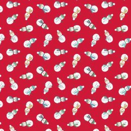 Snow Day Flannel Lewis & Irene | Scattered Snowmen Red