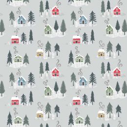 Snow Day Flannel Lewis & Irene | Snowy Houses Silver