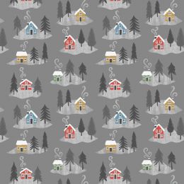 Snow Day Flannel Lewis & Irene | Snowy Houses Grey