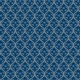 Brensham Lewis & Irene Fabric | Floral Trellis Dark Blue