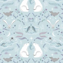 Cassandra Connolly Arctic Adventure Fabric | True North Cool Aqua Pearl