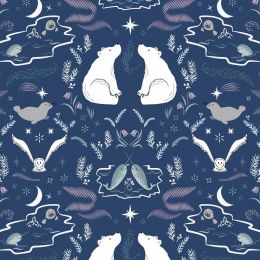 Cassandra Connolly Arctic Adventure Fabric | True North Midnight Blue