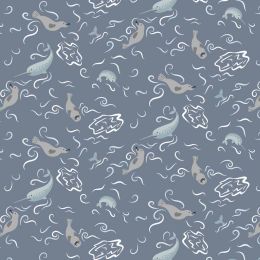 Cassandra Connolly Arctic Adventure Fabric | Polar Delight Cool Slate Grey Pearl