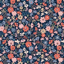 Grandma's Quilt Lewis & Irene Fabric | Ditzy Floral Dark Blue
