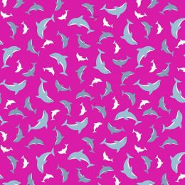 Ocean Glow Lewis & Irene Fabric | Dolphins Pink