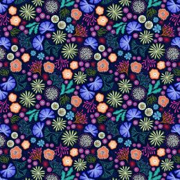 Ocean Glow Lewis & Irene Fabric | Coral Dark Blue