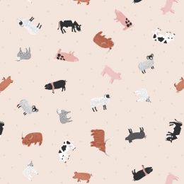 Small Things Countryside Fabric | Farm Animals Warm Cream