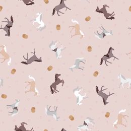 Small Things Countryside Fabric | Horses Country Pink