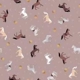 Small Things Countryside Fabric | Horses Latte