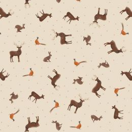 Small Things Countryside Fabric | Country Animals Natural