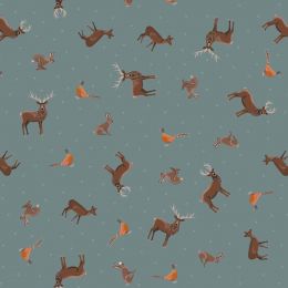 Small Things Countryside Fabric | Country Animals Manor Blue