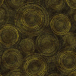 Extra Wide Fabric | Circles Black & Gold