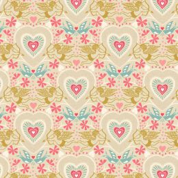 All We Need Is Love Lewis & Irene Fabric | All We Need Is Love Linen Gold Metallic