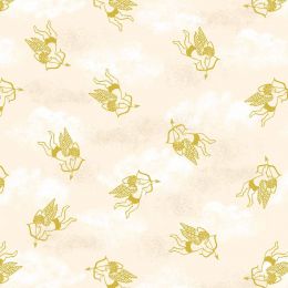 All We Need Is Love Lewis & Irene Fabric | Cherubs Cream Gold Metallic