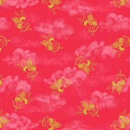 All We Need Is Love Lewis & Irene Fabric | Cherubs Red Gold Metallic