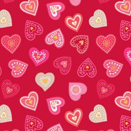All We Need Is Love Lewis & Irene Fabric | Love Hearts Red Gold Metallic