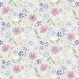 Cassandra Connolly Floral Song Fabric | Floral Art Pale Grey