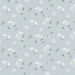 Cassandra Connolly Floral Song Fabric | Dancing Daisies Duck Egg