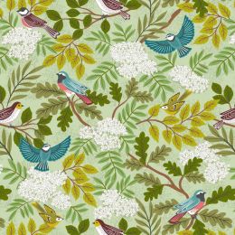 Clearbury Down Lewis & Irene Fabric | Clearbury Birds Pale Green