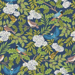 Clearbury Down Lewis & Irene Fabric | Clearbury Birds Dark Blue
