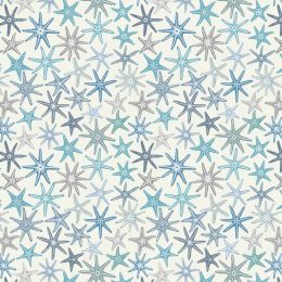 Ocean Pearls Lewis & Irene Fabric | Blue Starfish Cream Pearl