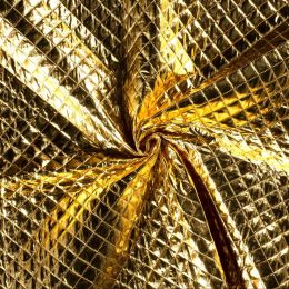 Quilted Coating Fabric | Foiled Crosshatch Gold