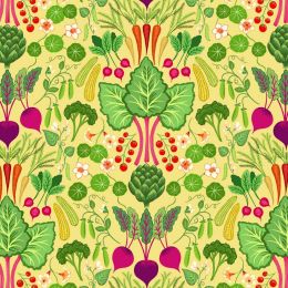 The Kitchen Garden Lewis & Irene Fabric | Vegetable Extravaganza Yellow