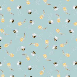 Teddy Bear's Picnic Lewis & Irene Fabric | Honey Bee Duck Egg