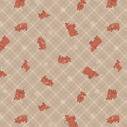 Small Things Celtic Inspired Lewis & Irene Fabric | Highland Cow On Natural Celtic Check