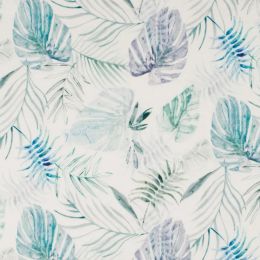 Organic Jersey Fabric | Leaves White