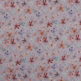 Organic Jersey Fabric | Small Waterflowers Dusty Lavender