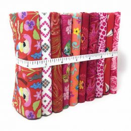 Quilting Fat Quarter Bundle | Curated 'Scraps' 10 Fat Qs! - Pinks & Reds