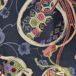 Japanese Kotohi Fabric | Black Gold Metallic