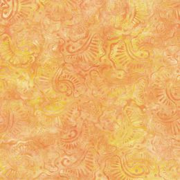Prismatic Colour Splash Batik Fabric | Wavy Fans Orange/Yellow