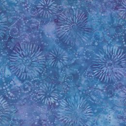 Prismatic Colour Splash Batik Fabric | Flower Burst Blue/Purple