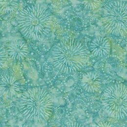 Prismatic Colour Splash Batik Fabric | Flower Burst Blue/Green