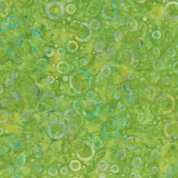 Prismatic Colour Splash Batik Fabric | Floating Circles Lime Green