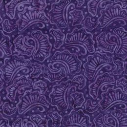 Prismatic Colour Splash Batik Fabric | Wavy Fans Dark Purple
