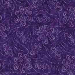 Prismatic Colour Splash Batik Fabric | Floating Flowers Dark Purple