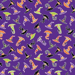 Chills & Thrills Fabric | Hocus Pocus Hats Purple