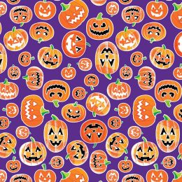 Chills & Thrills Fabric | Spooky Pumpkins Purple