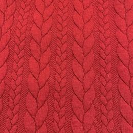 Cable Knit Jersey Fabric | Claret