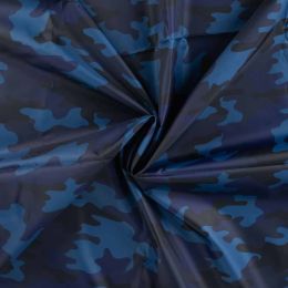 Printed Waterproof Raincoat Fabric | Camuflage Navy