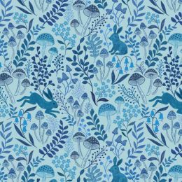 Forget Me Not Lane Lewis & Irene Fabric | Rabbit Meadow Eggshell Blue