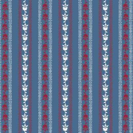 Indian Summer Fabric by Stuart Hillard | Floral Stripe on Indigo